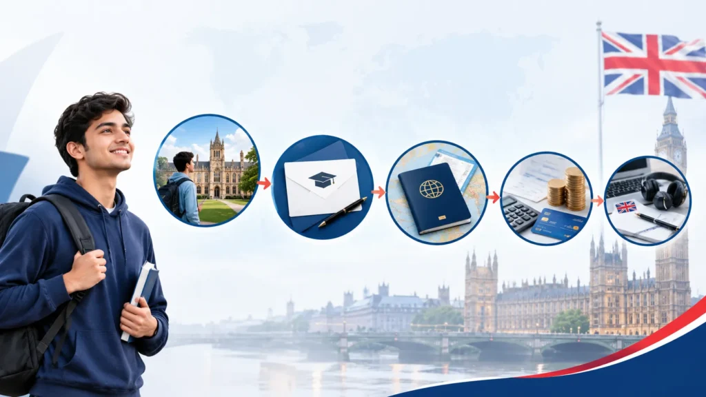 Visual representation of UK Student Visa eligibility requirements for international students