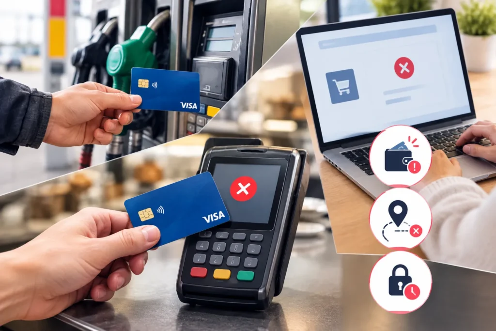 Visa gift card declined at gas pump and checkout