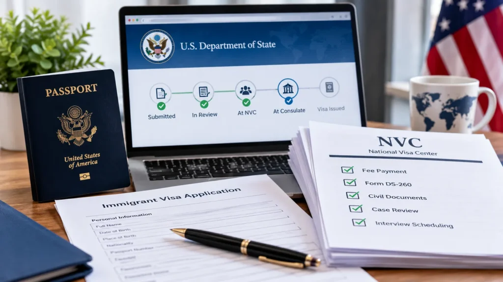 NVC login on CEAC for immigrant visa case