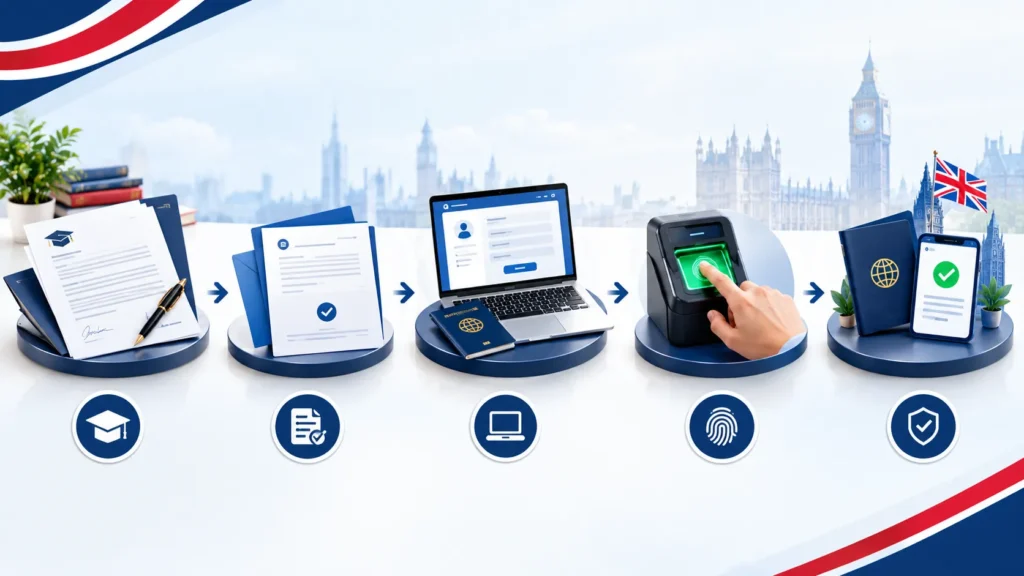 Step-by-step UK Student Visa application process from university acceptance to approval