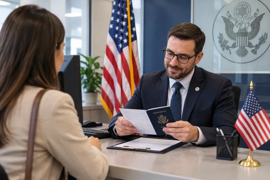 US entry visa interview with consular officer