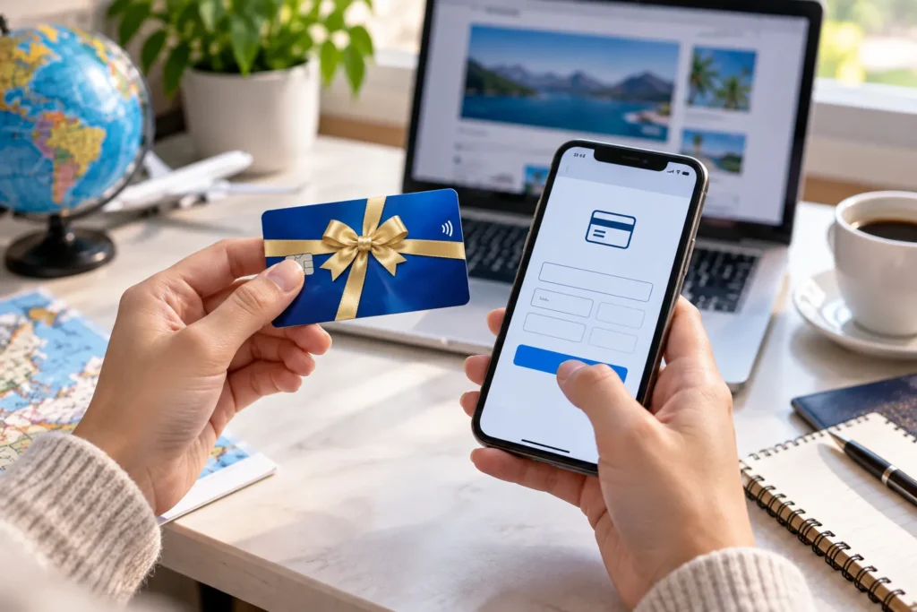 Activating a Visa gift card using a smartphone