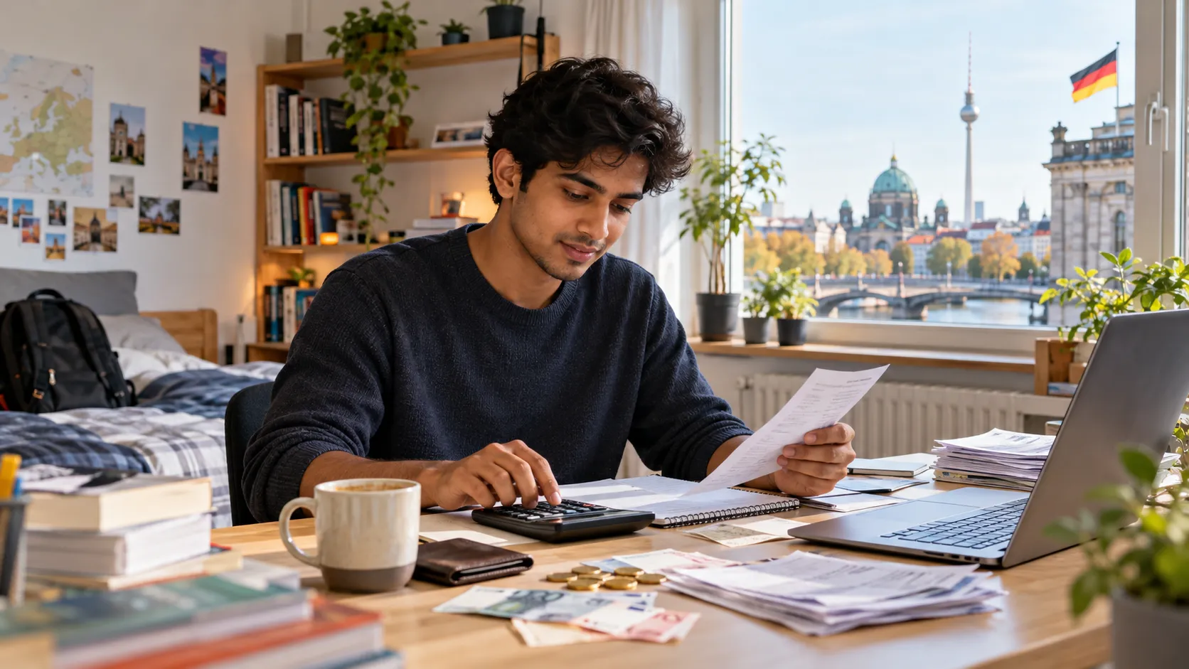 Indian student managing study expenses and living costs in Germany