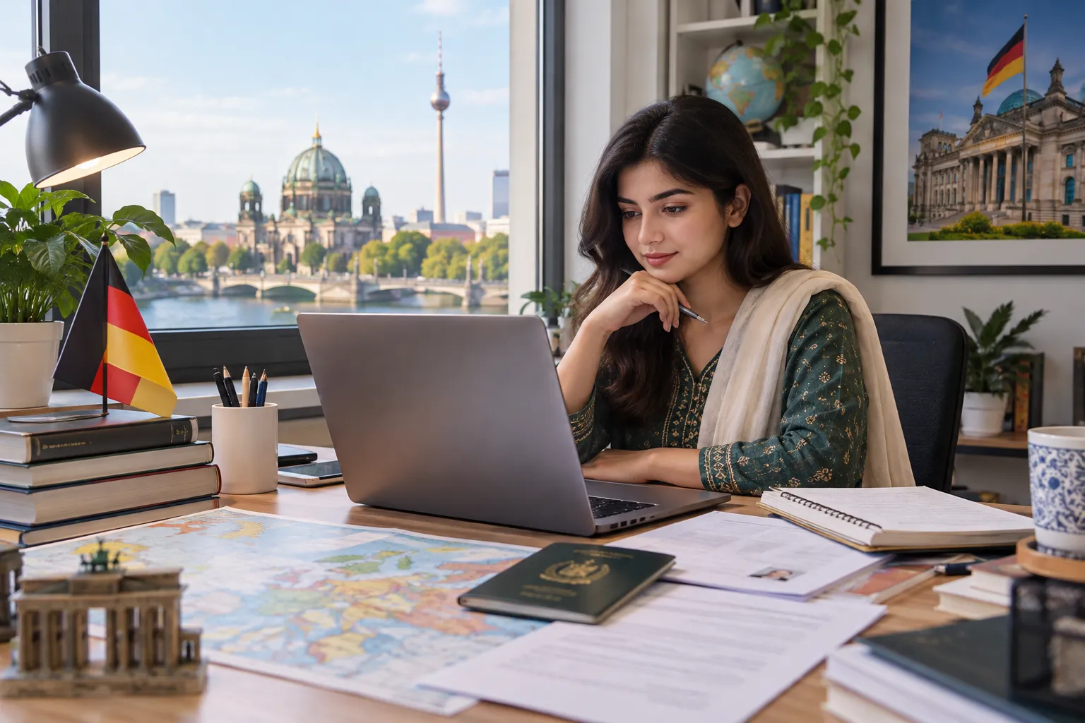 Pakistani student preparing documents for Germany university application