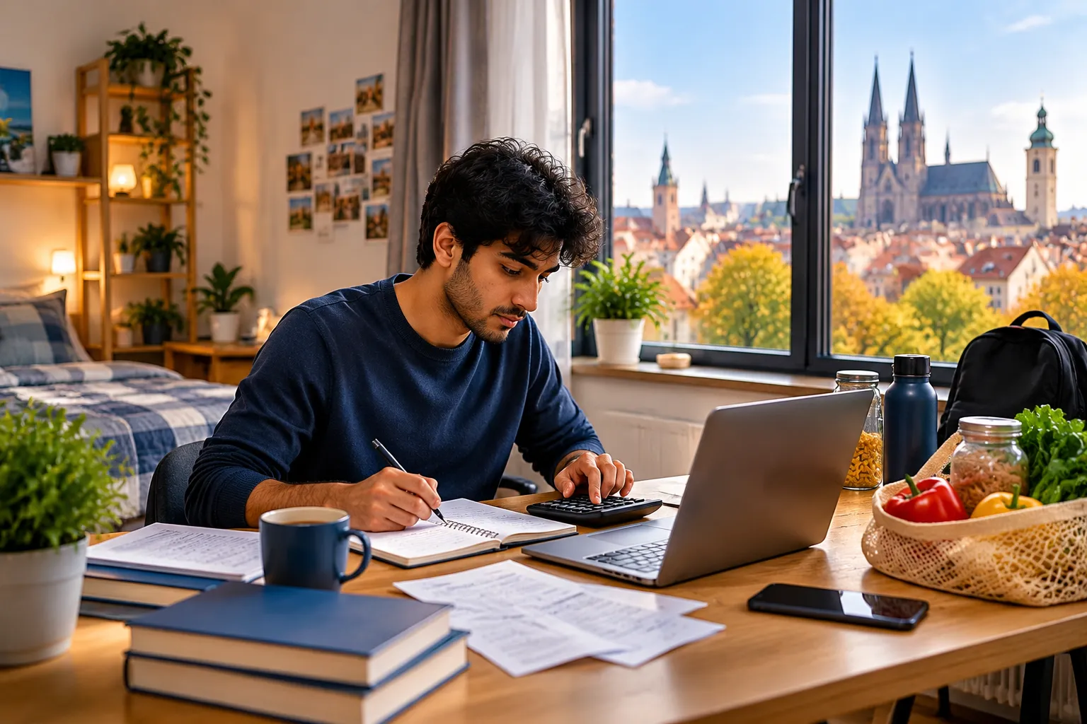 Student managing monthly expenses and budget while studying in Germany